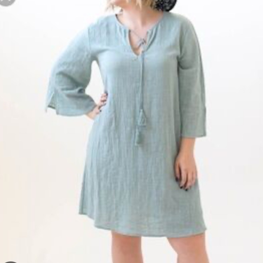 NWT Agnes & Dora Tassel Cover Up Green XL Sustainable Resortwear Vacay Coastal
